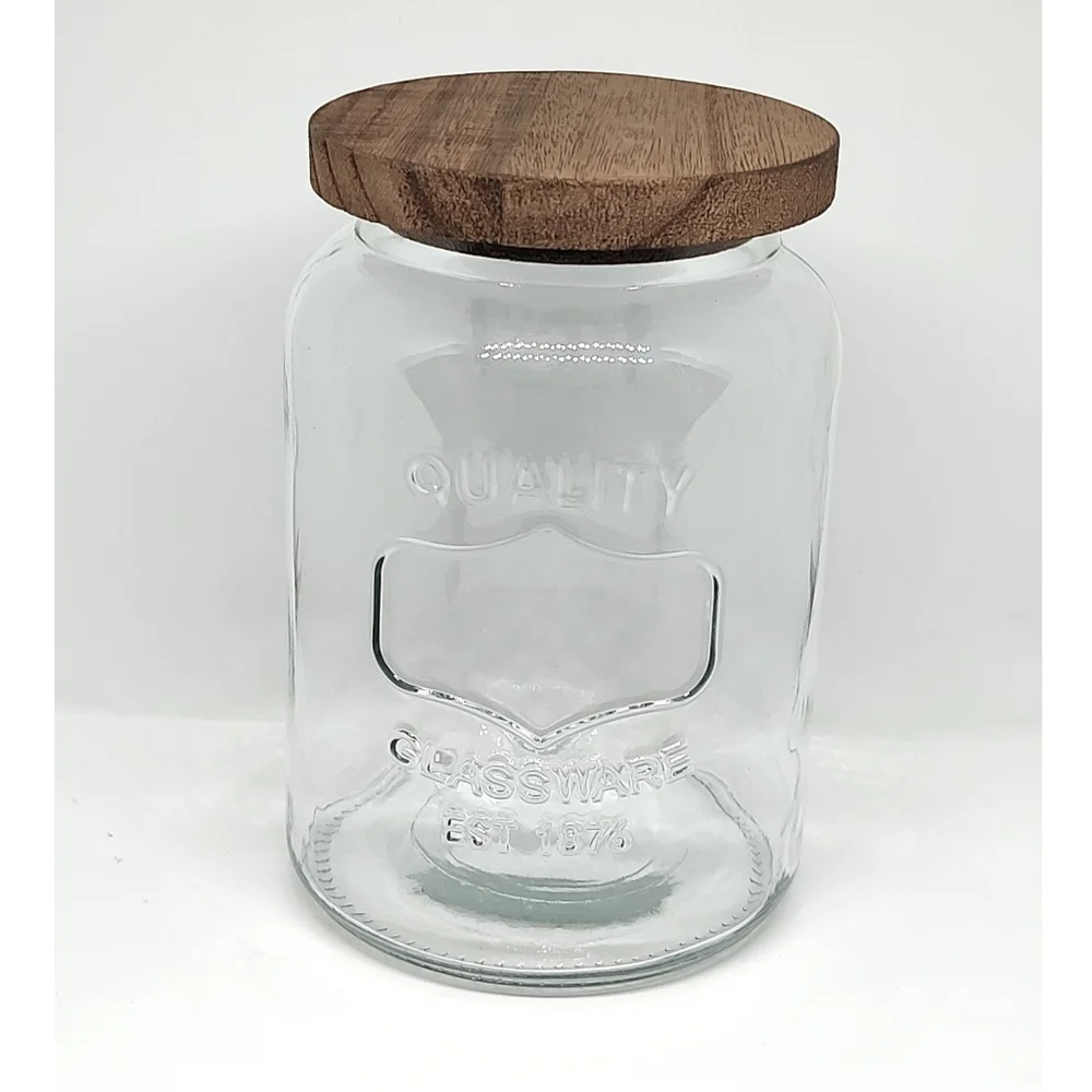 New Glass Jar with Wood Lid Kitchen Container Storage and Organization ~ 7